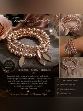 Metallic Charm Stretch Bracelet